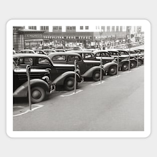 Automobiles in Omaha, 1938. Vintage Photo Magnet